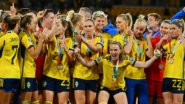 FIFA Fußball-Weltmeisterschaft der Frauen in Australien und Neuseeland: Schweden feiert den 3. Platz nach dem 2:0-Sieg gegen Australien © IMAGO / Xinhua