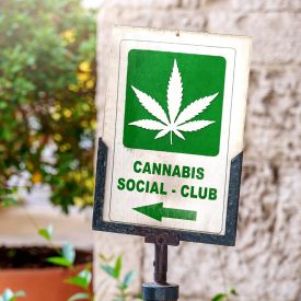 Hinweisschild für einen Cannabis Social Club © IMAGO/Bihlmayerfotografie