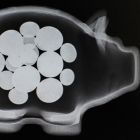 Eine Röntgenaufnahme eines Sparschweins mit Geldstücken