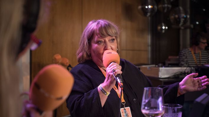 Angelika Mann in der radioeins Dachlounge