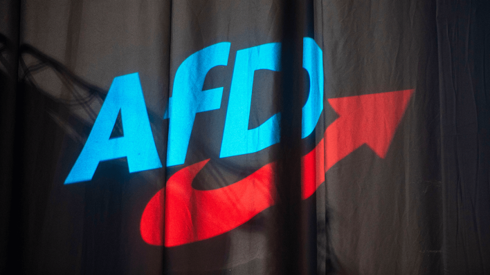 AfD-Logo bei einem Bundesparteitag © imago images/Christian Thiel