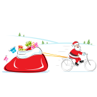 Radfahrender Weihnachtsmann mit Geschenken © Colourbox