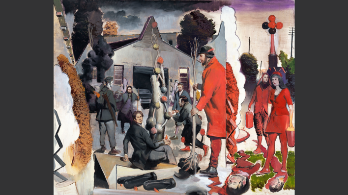 Neo Rauch: Der Stammbaum, 2017, Öl auf Papier Foto: Uwe Walter, Berlin © Neo Rauch und VG Bild-Kunst, Bonn 2020 Courtesy Galerie EIGEN+ART Leipzig/Berlin und Galerie David Zwirner, New York/London/Hong Kong/Paris