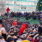 Demonstrierende protestieren gegen gestiegene Gaspreise in Kasachstan © XinHua/dpa