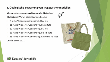 Ökologische Bewertung von Tragetaschen-Modellen © EMAP/Deutsche Umwelthilfe