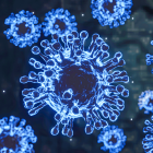 Corona-Virus unter dem Mikroskop (3D-Grafik)