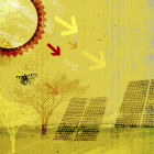 Sonnenstrahlen zeigen auf Solarkollektoren