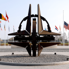 Die NATO-Sternenskulptur am Hauptquartier der NATO in Brüssel © IMAGO/Panama Pictures