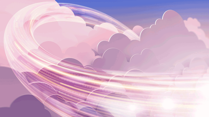 Wind in pinkfarbenen Wolken