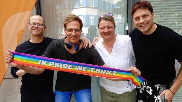 v.l.n.r.: Florian Ludewig, Holger Wicht, Frauke Oppenberg und Christian Miebach © radioeins/V. Witzki