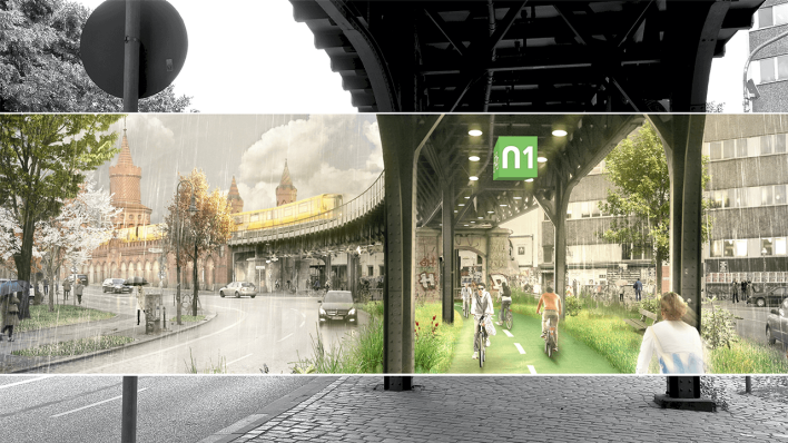 Radbahn Kreuzberg – Vorher / Nachher © reindeer rendering / paper planes e.V.
