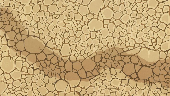 Eine Wasserspur zieht sich durch einen ausgetrockneten Boden