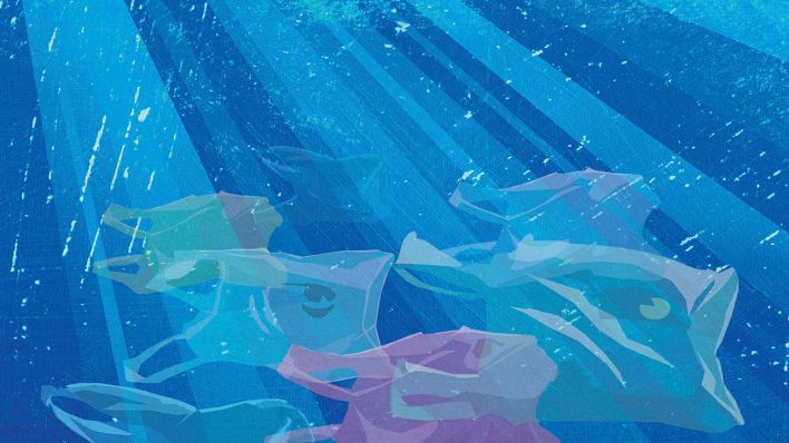 Plastiktragetaschen wie Fischschwärme