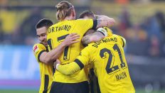 Borussia Dortmund gegen den 1. FC Köln: Jubel nach dem 6:0 am 25. Spieltag in der Bundesliga © dpa/Dennis Ewert/RHR-FOTO