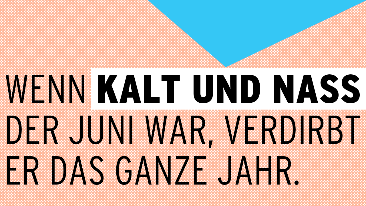 Wenn kalt und nass der Juni war, verdirbt er das ganze Jahr.