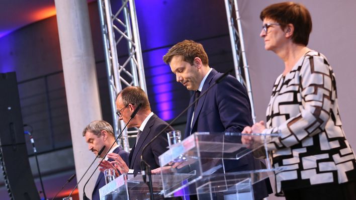 PressekonferenzEinigung auf Koalition von CDU, CSU und SPD: Markus Söder, Friedrich Merz, Lars Klingbeil, Saskia Esken © IMAGO / dts Nachrichtenagentur