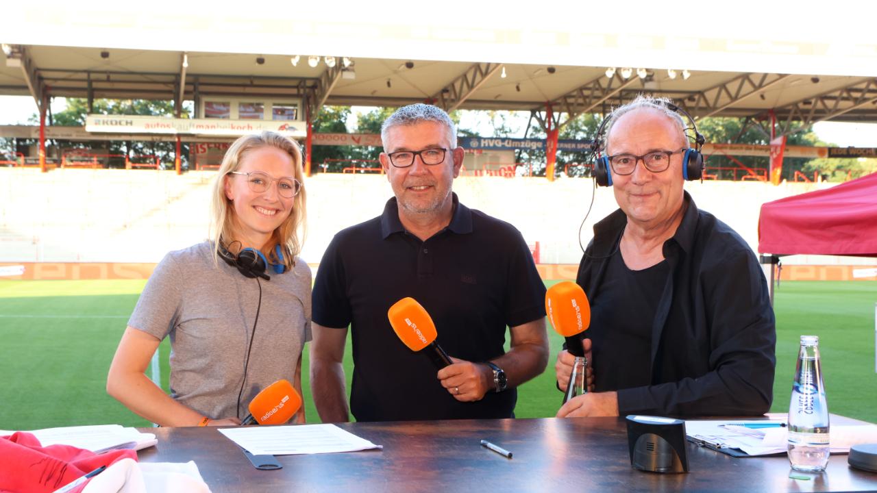 Meili Scheidemann und Andreas Ulrich mit Union-Trainer Urs Fischer (m.)