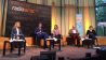 Von links: Linda Teuteberg (FDP), Moderator Marco Seiffert, Annalena Baerbock (Die Grünen), Alexander Gauland (AfD) und Kirsten Tackmann (Die Linke) © radioeins/Ebs Rüger