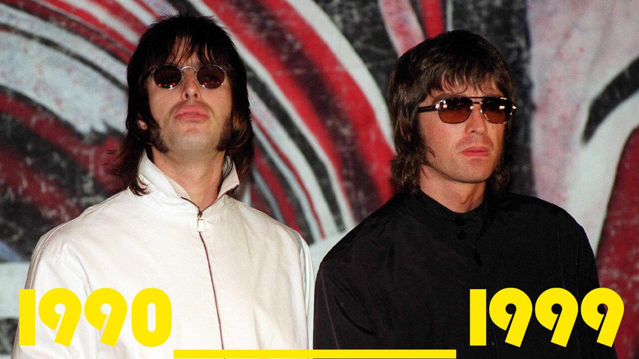 Liam (links) und Noel Gallagher von der britischen Band Oasis (1999)