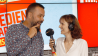 Kerstin Hermes im Gespräch mit Stadionsprecher Christian Arbeit