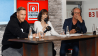 Kerstin Hermes und Andreas Ulrich zusammen mit Unions Mittelstürmer Sebastian Polter