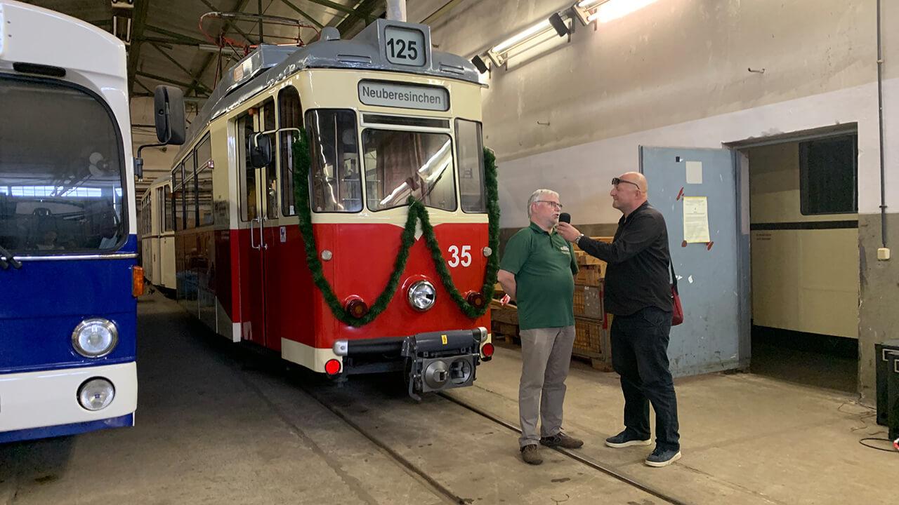 Michael Hölzen im Straßenbahndepot in Frankfurt (Oder)