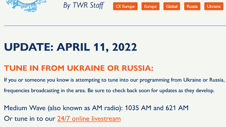 Tune in from Ukraine or Russia: Mediumwave 1035 and 621
