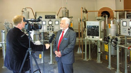 Interview mit Deutschlandradio-Intendant Willi Steul im Antennenhaus des Nordwestmastes der Sendestation Berlin-Britz