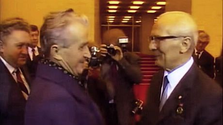 Erich Honecker und Nicolae Ceaușescu, 07.10.1989 Erich Honecker und Nicolae Ceaușescu, 07.10.1989