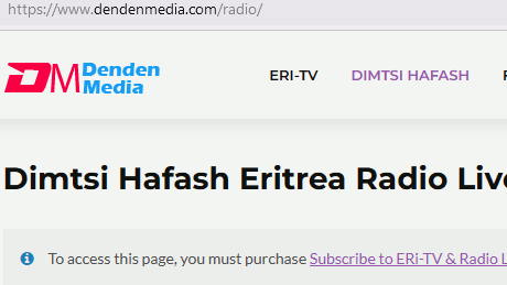Dimtsi Hafash Eritrea Radio Live Stream: To access this page, you must purchase