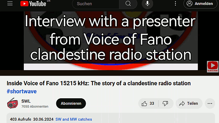 Youtube: Interview with a presenter from Voice of Fano clandestine radio station Youtube: Interview with a presenter from Voice of Fano clandestine radio station