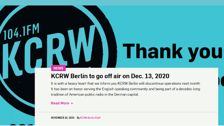KCRW Berlin to go off air on Dec. 13, 2020