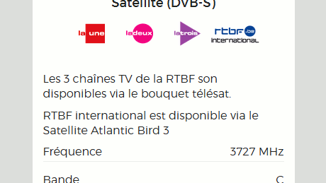 RTBF international est disponible via le Satellite Atlantic Bird 3