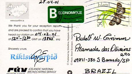 2001: Ríkisútvarpið auf 13865 kHz 2001: Ríkisútvarpið auf 13865 kHz