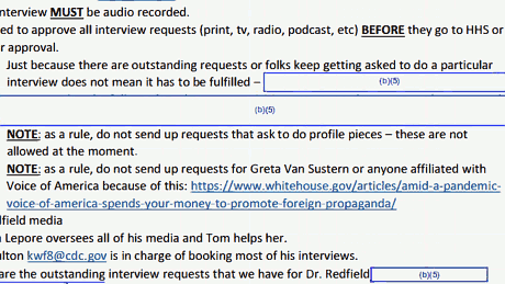 As a rule, do not send up requests for Greta Van Sustern [sic] or anyone affiliated with Voice of America.