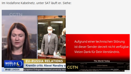 CGTN bei Vodafone West: Aufgrund einer technischen Störung ist dieser Sender derzeit nicht verfügbar. Vielen Dank für Dein Verständnis. CGTN bei Vodafone West: Aufgrund einer technischen Störung ist dieser Sender derzeit nicht verfügbar. Vielen Dank für Dein Verständnis.