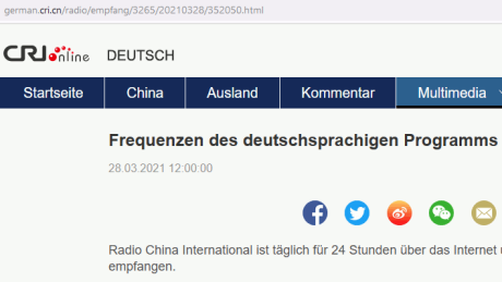 China Radio International, Frequenzen des deutschsprachigen Programms